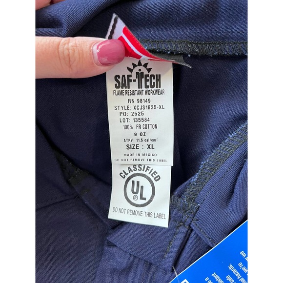 Saftech Utility FR Jumpsuit Long Sleeve Mens XL Navy Blue Full Suit A9 - Picture 3 of 10